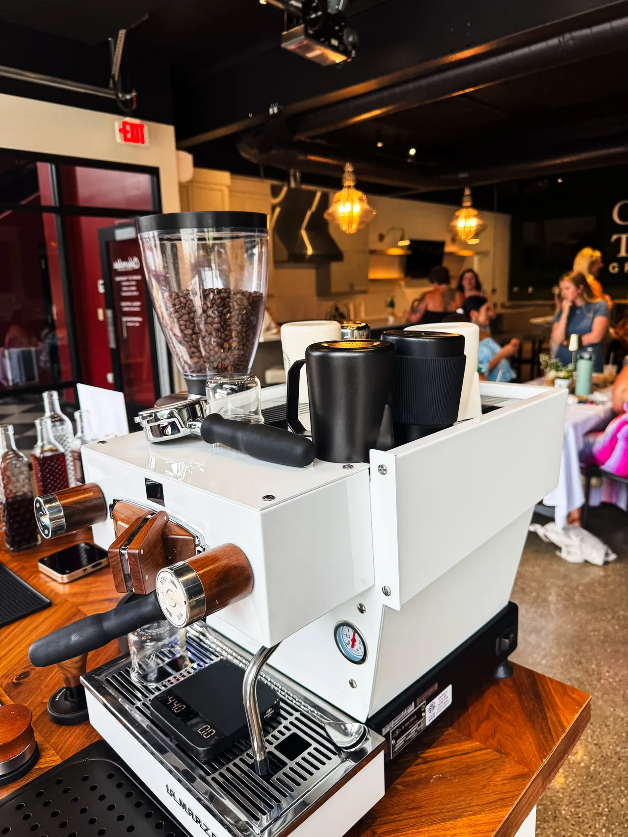 Espresso machine and grinder on The Coffee Haus mobile espresso bar