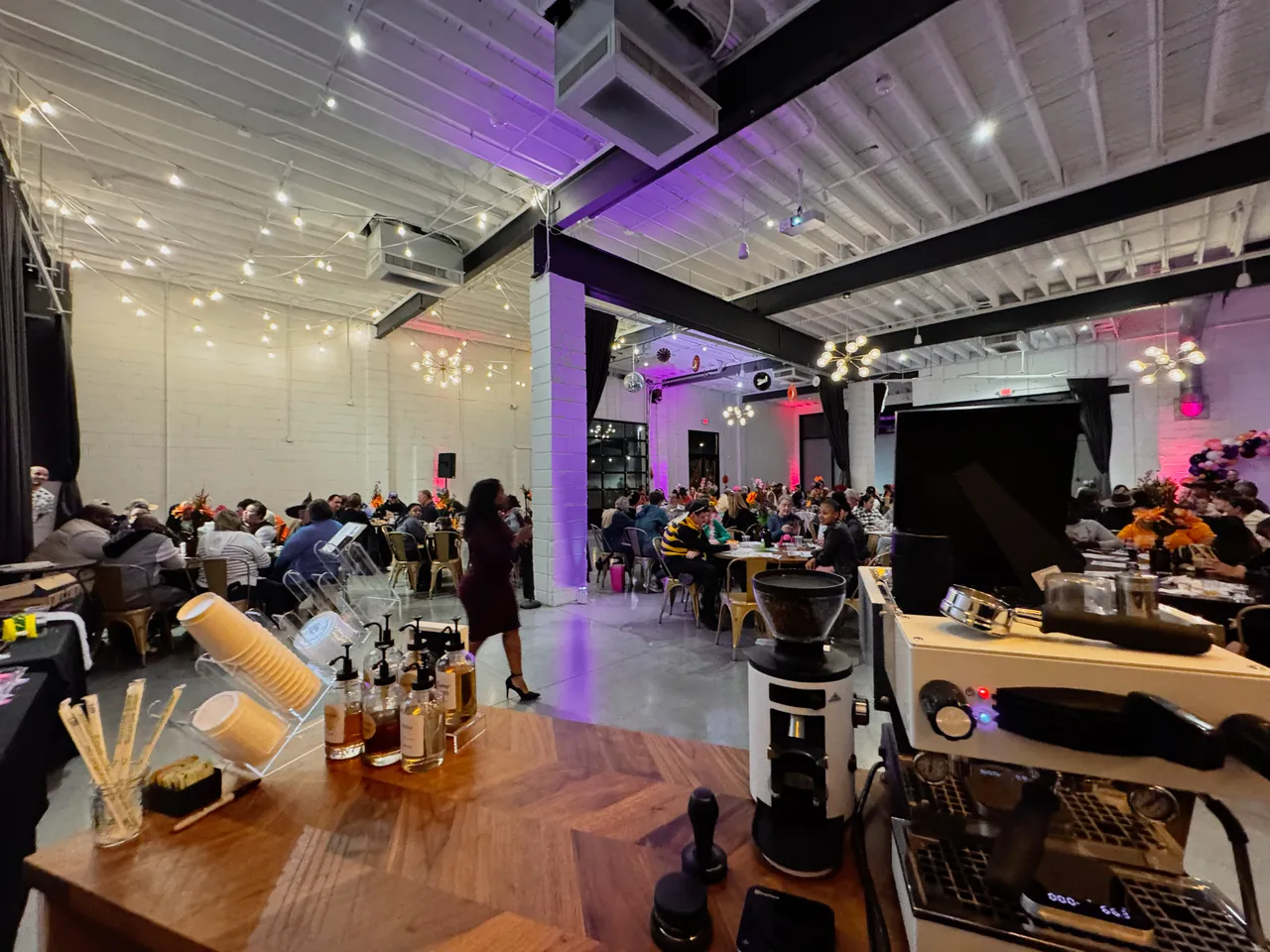 Coffee catering station at a large evening event in Cincinnati